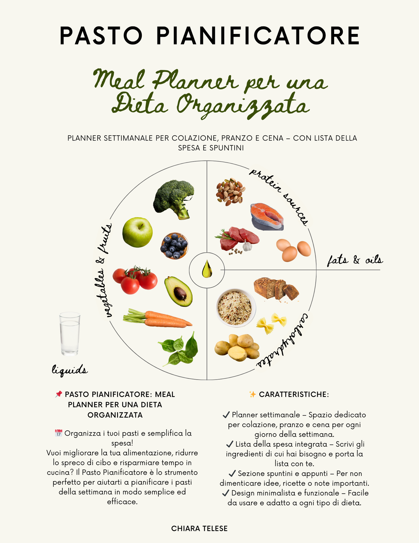 Meal Planner Settimanale in PDF | Pianificatore dei Pasti Stampabile per una Vita Sana e Organizzata