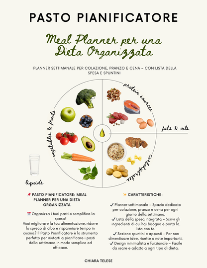 Meal Planner Settimanale in PDF | Pianificatore dei Pasti Stampabile per una Vita Sana e Organizzata
